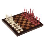 * Chess. A 19th-century ivory "Selenus" travelling chess set