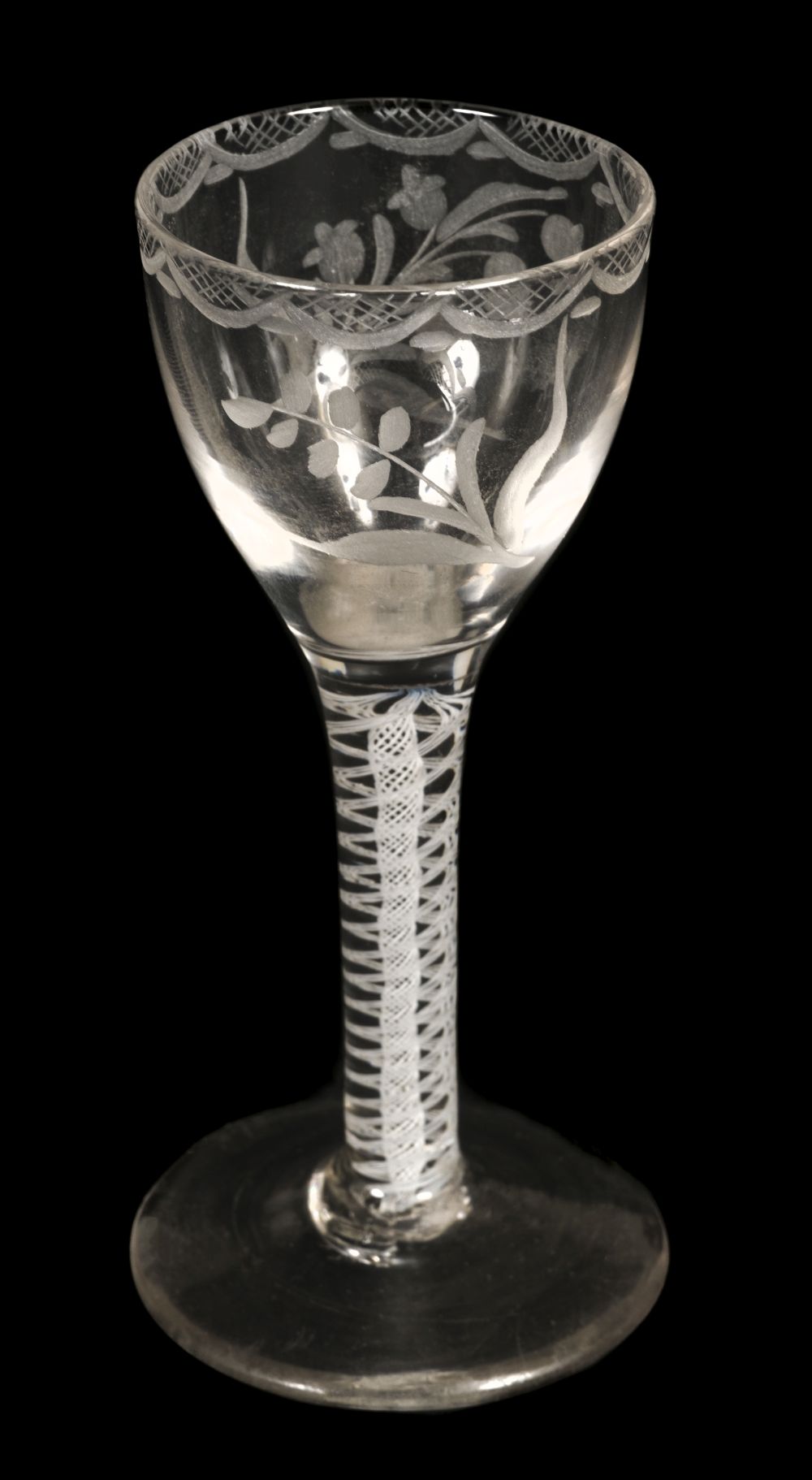 * Drinking Glass. An 18th-century cotton air twist glass