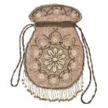 * Bag. An early embroidered silk reticule, circa 1790-1810