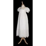 * Clothing. A Regency white cotton shift, circa 1810