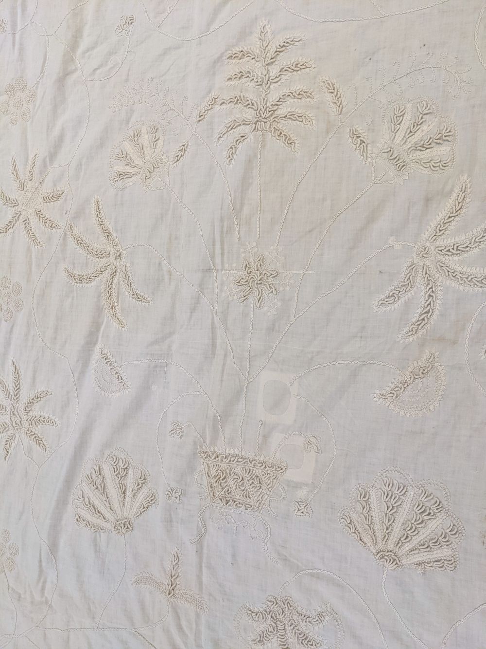 * Embroidered bedcover. A bullion-work coverlet, English, early 19th century - Image 9 of 16