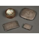 * Silver Card Case. A mixed collection of silver and 18th-century patch box