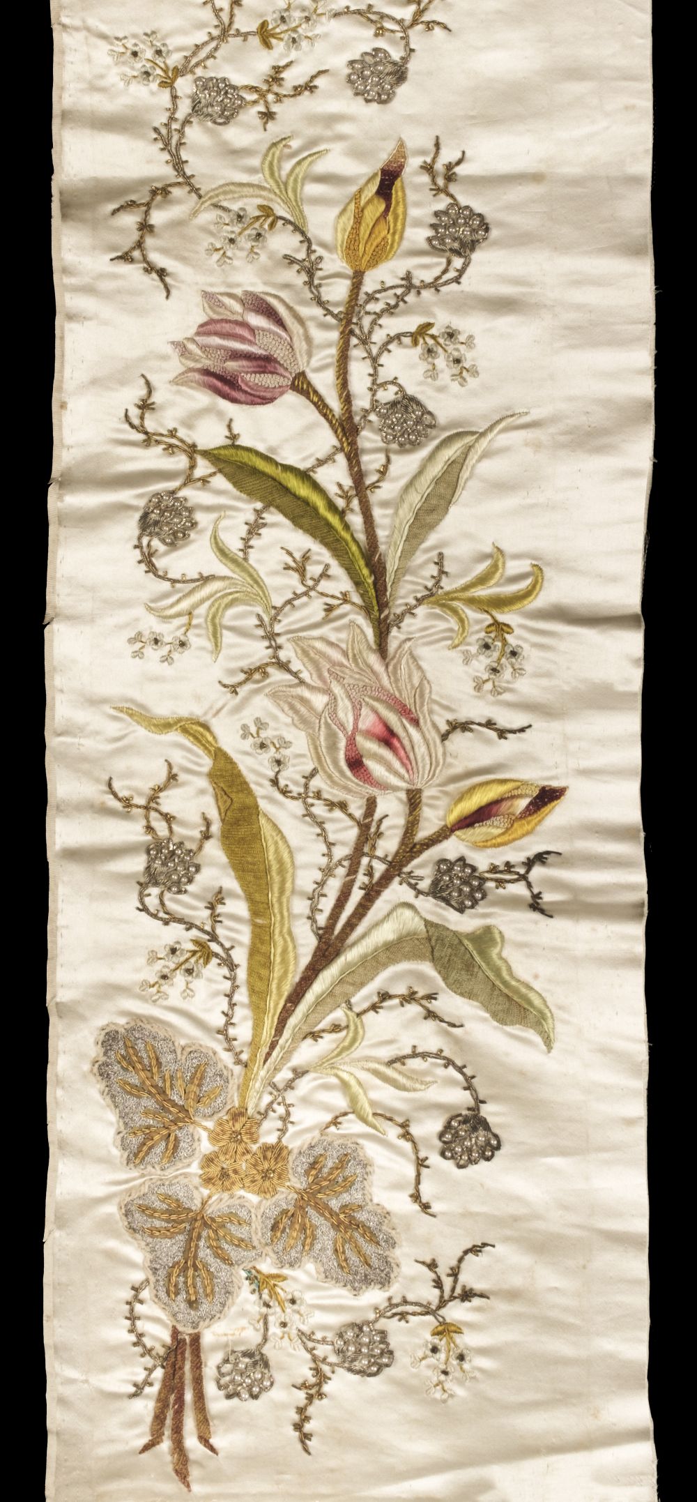 * Embroidery. A piece of metalwork embroidery, English, 18th century