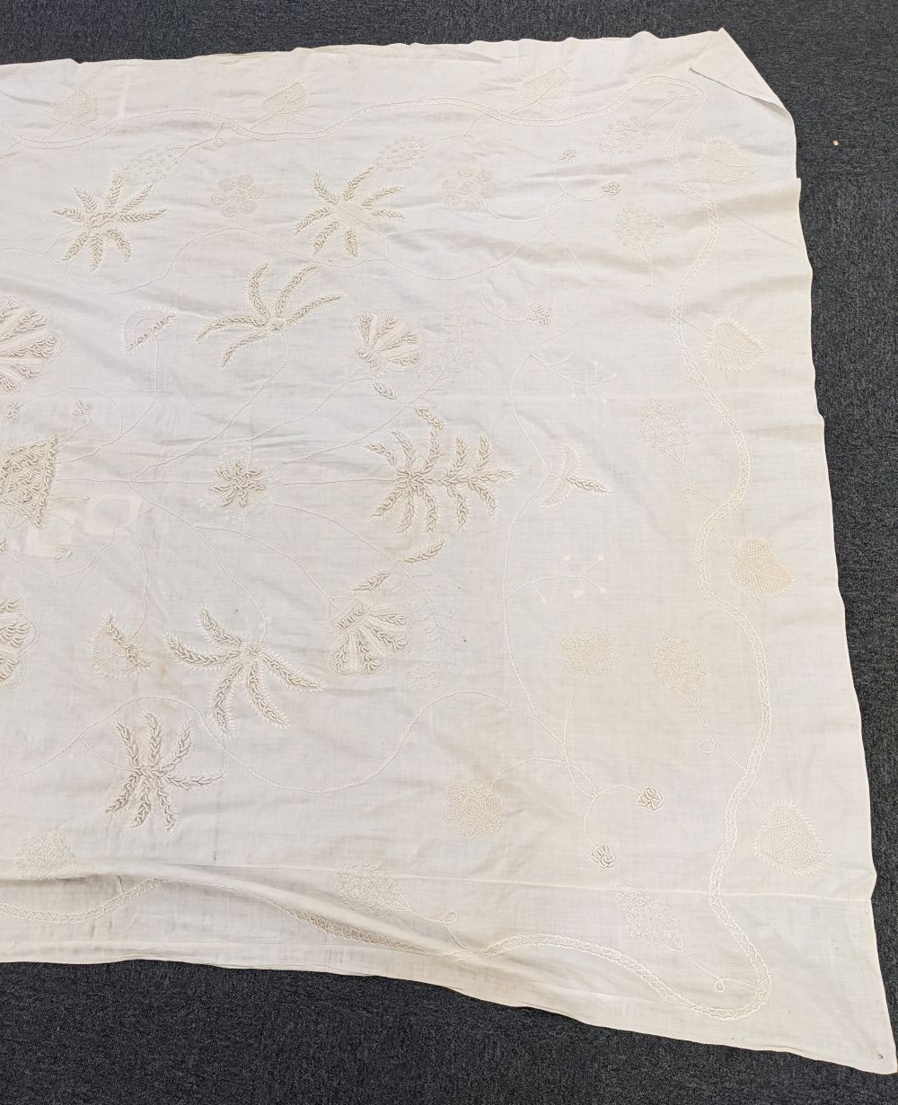 * Embroidered bedcover. A bullion-work coverlet, English, early 19th century - Image 8 of 16