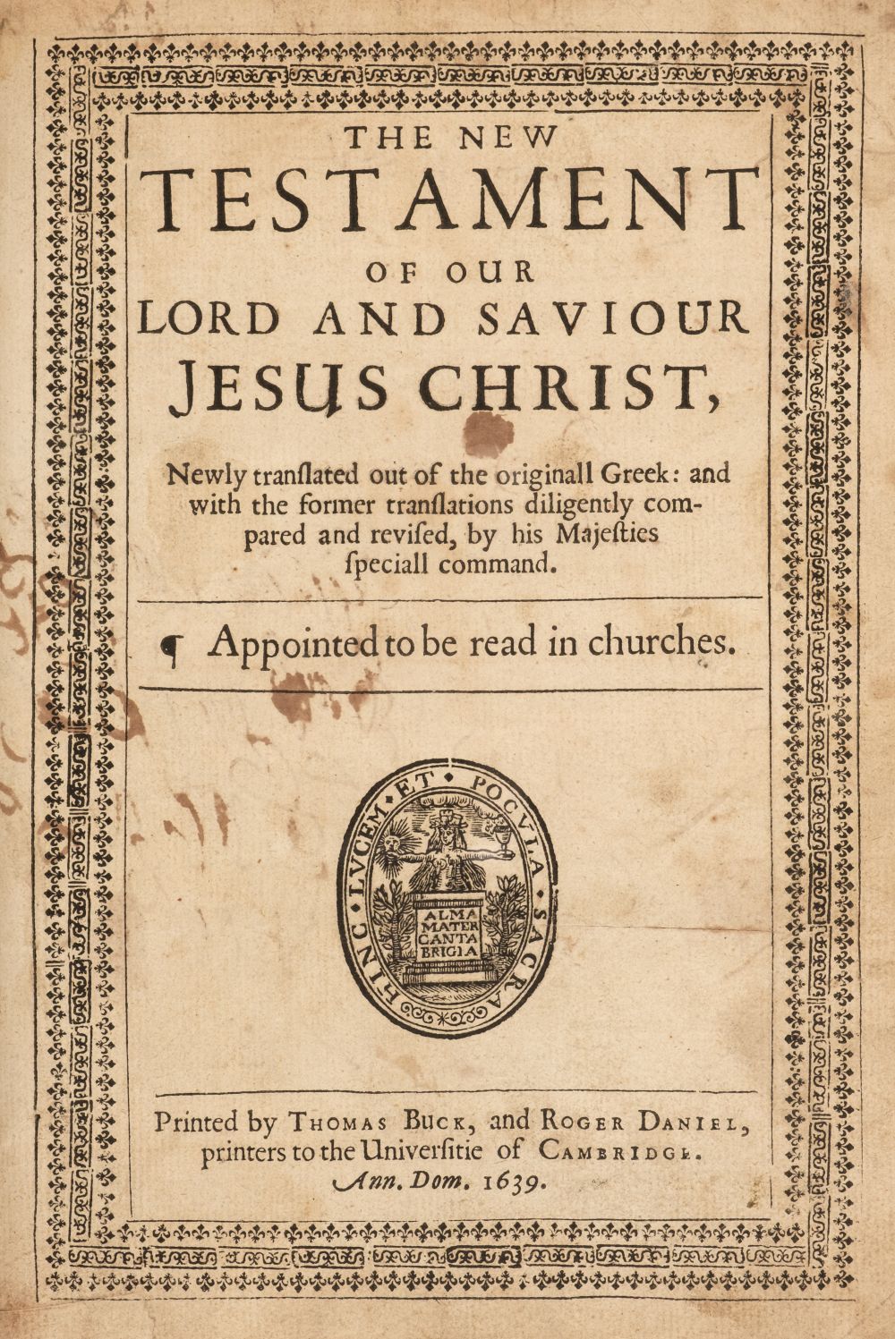 Bible [English]. The Holy Bible containing the Old Testament and the New, Cambridge, 1639