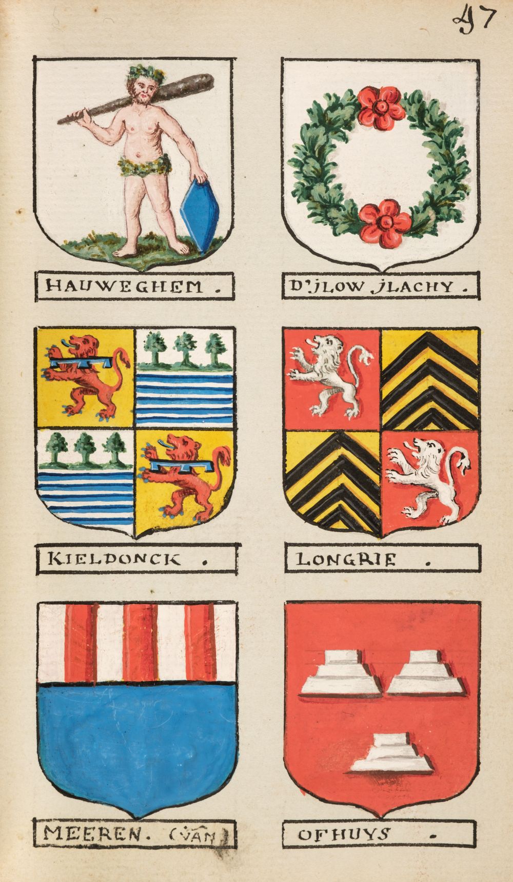 Heraldry. A volume containing 948 very finely hand-painted continental armorials, c. 1770