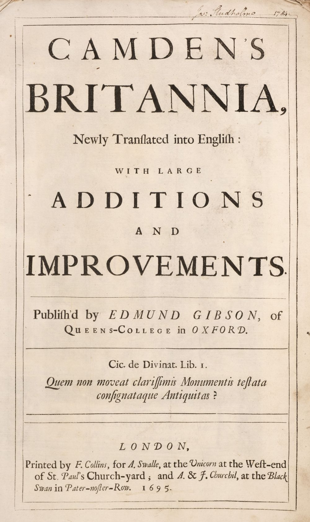 Camden (William). Britannia, London: F. Collins, 1695