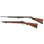 Air Rifle. An early 20th-century underlever air rifle and percussion carbine