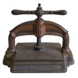 Bookpress. A highly decorative cast iron bookpress