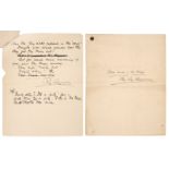 Redgrave (Roy, 1873–1922). A rare Autograph Manuscript Signed (three times), early 20th century