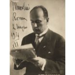 Mussolini (Benito, 1883-1945). Photograph Signed, ‘Mussolini, Roma, 2 Luglio, 1934, XII’