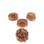 THREE VICTORIAN COPPER 'JELLY' MOULDS,