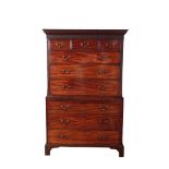 A GEORGE III MAHOGANY CHEST ON CHEST,