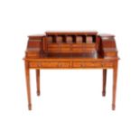 A VICTORIAN MAHOGANY AND MARQUETRY CARLTON HOUSE DESK,
