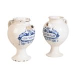PAIR OF DUTCH DELFT BLUE AND WHITE WET DRUG JARS, LATE 18TH CENTURY