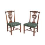 A SET OF FOUR GEORGE III RED WALNUT" DINING CHAIRS