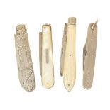 A SILVER AND MOTHER OF PEARL FOLDING POCKET KNIFE,