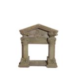 A CARVED SANDSTONE ARCHITECTURAL PORTAL, PREVIOUSLY UTILISED AS A FIREPLACE,