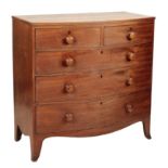 A GEORGE MAHOGANY BOWFRONT CHEST OF DRAWERS,