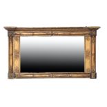 A GEORGE IV GILTWOOD AND COMPOSITION FRAMED MANTEL MIRROR,