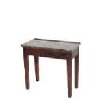 A CONTINENTAL MAHOGANY AND MARBLE TOPPED CONSOLE TABLE, IN NEOCLASSICAL STYLE,