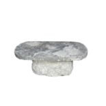 A LIMESTONE SLAB STONE TABLE,