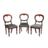 A SET OF SIX VICTORIAN WALNUT 'BALLOON BACK' DINING CHAIRS,