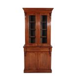 A VICTORIAN MAHOGANY AND GLAZED CABINET BOOKCASE,