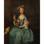 ATTRIBUTED TO ARTHUR POND (c. 1705-1758) A portrait of a young lady holding a foliate garland,