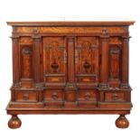 A FINE DUTCH OAK AND ELM SCHRANK,