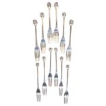 TWO SETS OF SIX SILVER FORKS,