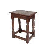 A CHARLES I OAK JOINT STOOL,