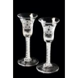 PAIR OF 'JACOBITE' ENGRAVED GOBLETS, 18TH CENTURY AND LATER