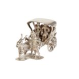 A DUTCH SILVER MINIATURE OF GOAT PULLING A CARRIAGE