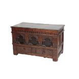 A CARVED OAK MULE CHEST,