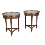 A PAIR OF STAINED HARDWOOD AND GILT METAL MOUNTED GUERIDONS IN LOUIS XVI STYLE,