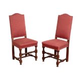 A SET OF TWELVE OAK AND UPHOLSTERED DINING CHAIRS, IN WILLIAM AND MARY STYLE,