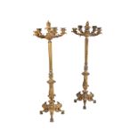 A PAIR OF RESTAURATION ORMOLUÂ Â SIX LIGHT CANDELABRA,