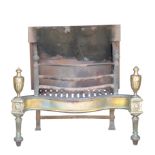 A GEORGE III WROUGHT IRON AND BRASS MOUNTED FIREGRATE,