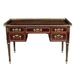 AÂ Â LOUIS XVI STYLE MAHOGANY AND GILT METAL MOUNTED BUREAU PLAT,