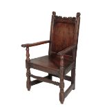 AN OAK WAINSCOT CHAIR,