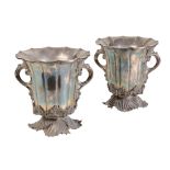 A PAIR ART NOUVEAU SILVER PLATED WINE COOLERS,