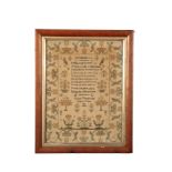 A VICTORIAN NEEDLEWORK SAMPLER,