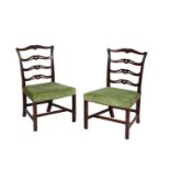 A PAIR OF GEORGE III LADDERBACK SIDE CHAIRS, IN CHIPPENDALE STYLE,
