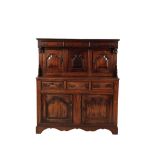 A GEORGE I OAK DUODARN CUPBOARD,