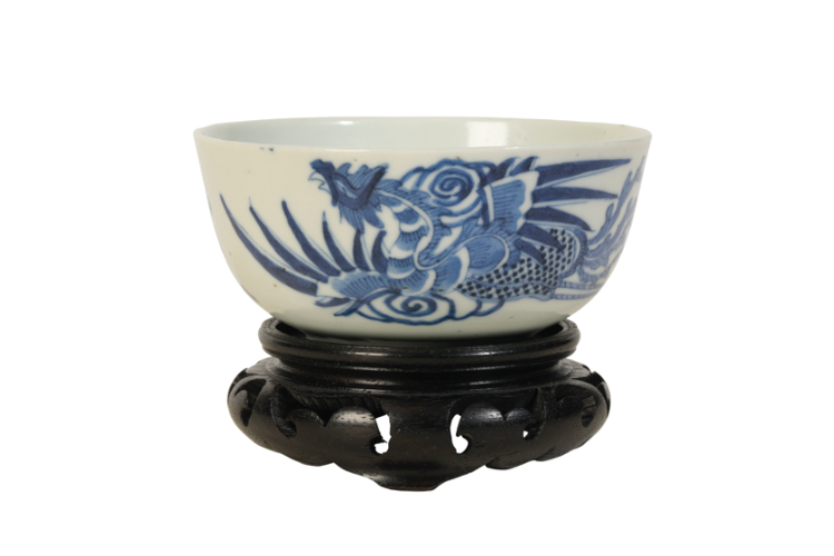 CHINESE BLUE & WHITE 'PHOENIX' BOWL, QING DYNASTY