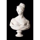 A REGENCY WHITE MARBLE BUST OF A MAIDEN,