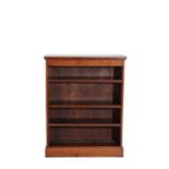 A LATE VICTORIAN MAHOGANY OPEN BOOKCASE,