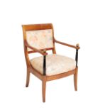 A BIEDERMEIER FRUITWOOD FAUTEUIL,