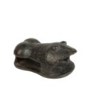 AN EGYPTIAN BRONZE PROBABLY PORTRAYING THE HEAD OF A HIPPOPOTAMUS,